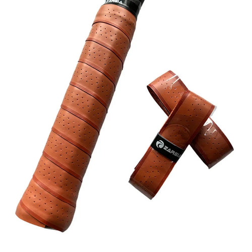 4 empuñaduras de tenis gruesas marrones, antideslizantes, perforadas, para bádminton, overgrip para raqueta de pickleball, pádel