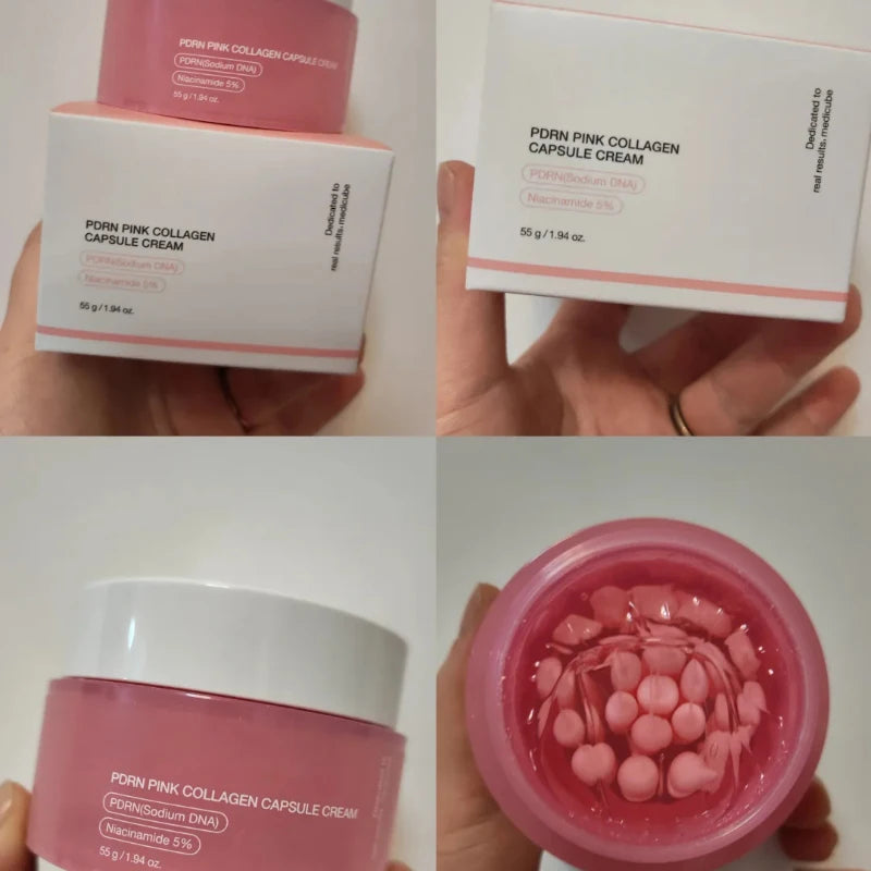 Sunny Skin: PDRN Pink Collagen Capsule Cream con crema de niacinamida para tono de piel irregular, crema hidratante facial ligera, crema coreana original