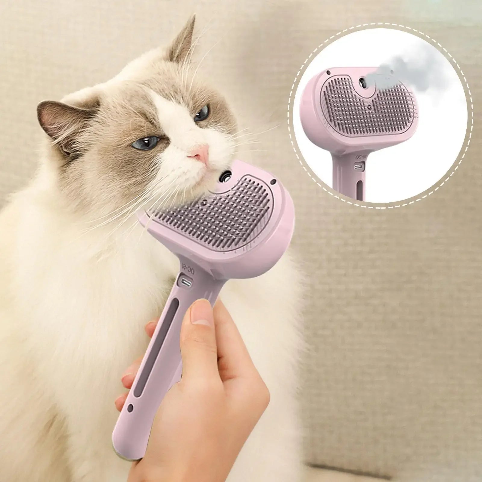 Cepillo para perros al vapor, cepillo eléctrico rociador para gatos, cepillo vaporizador 3 en 1 para perros para masajes, cuidado de mascotas, eliminación de pelo enredado y suelto