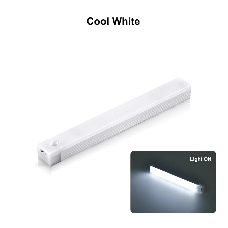 Luz de barra LED con sensor de movimiento, recargable por USB, inalámbrica, luz nocturna por inducción, lámpara de gabinete magnética portátil sin cable para cocina