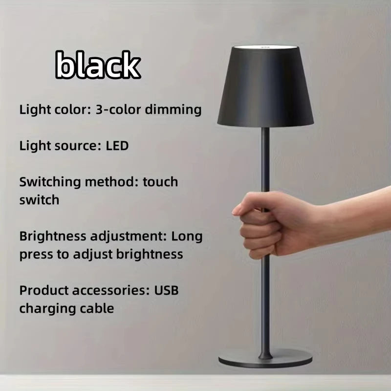 Wireless LED Table Lamps 3 Levels Dimmable Touch Night Light USB Rechargeable Led Desk Lamp For Room Study Office Bars Coffee