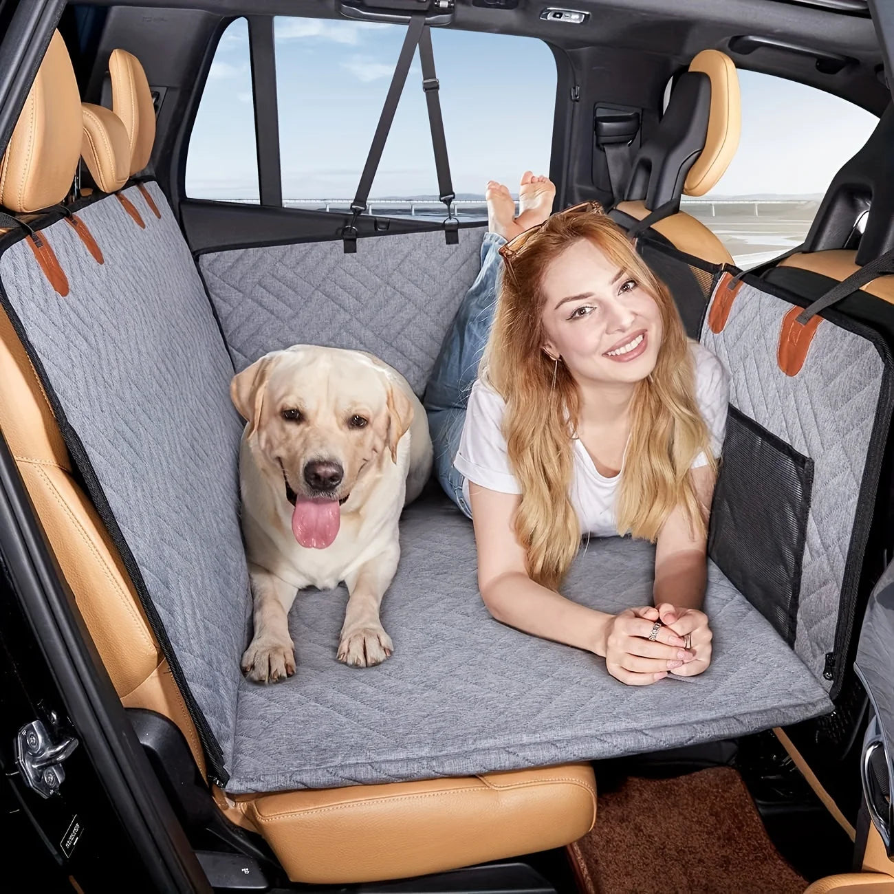 Funda de asiento de coche para perros, funda de asiento impermeable para mascotas, hamaca, a prueba de arañazos, antideslizante, duradera, suave, para asientos traseros de mascotas