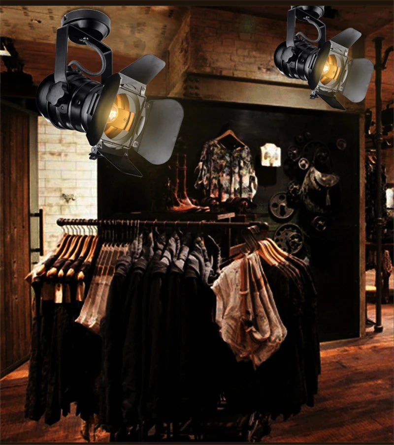 E27 Vintage Celling Iron Lamp Industrial Light Retro Lamp Adjustable 4 Leaf For Clothes Store Coffee Bar Loft Style Fixture