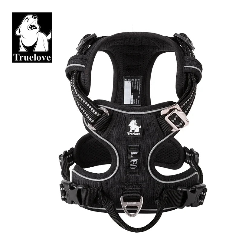 Arnés para Perros de Nylon Reflectante Truelove sin Tirones Ajustable Mediano Grande para Perros Traviesos Chaleco de Seguridad para Coche Correr Pasear