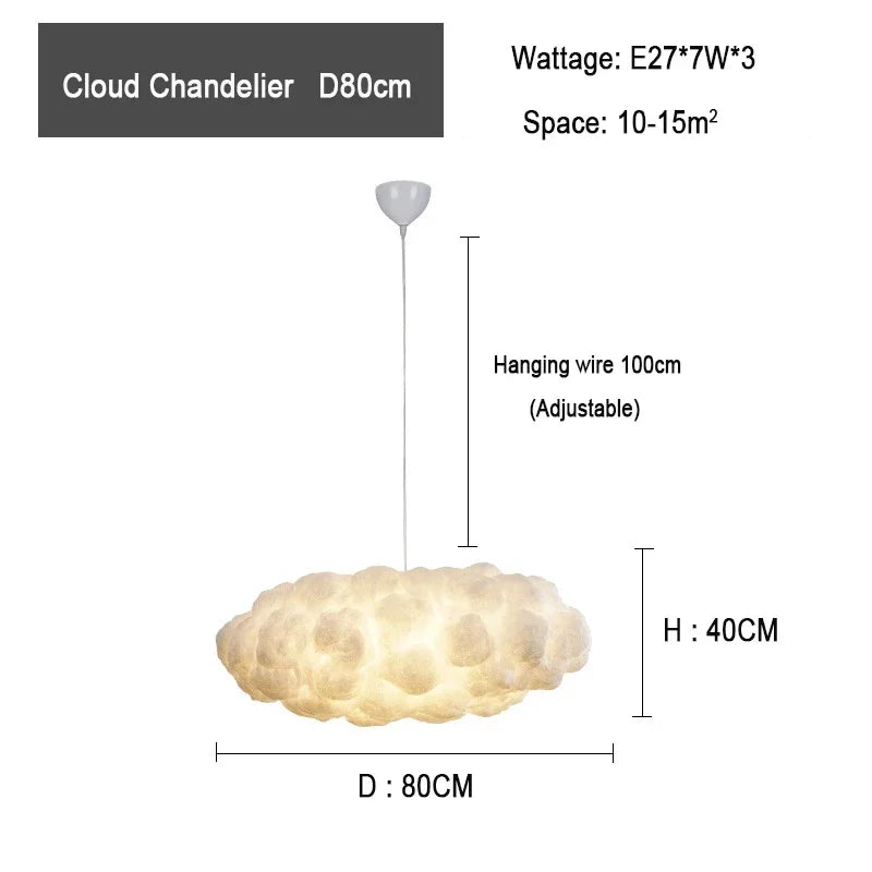 Modern Cloud Chandelier Lamp Hanging Lamp White Pendant Lights for Coffee Shop Clothing Store Commercial Bedroom Living Room