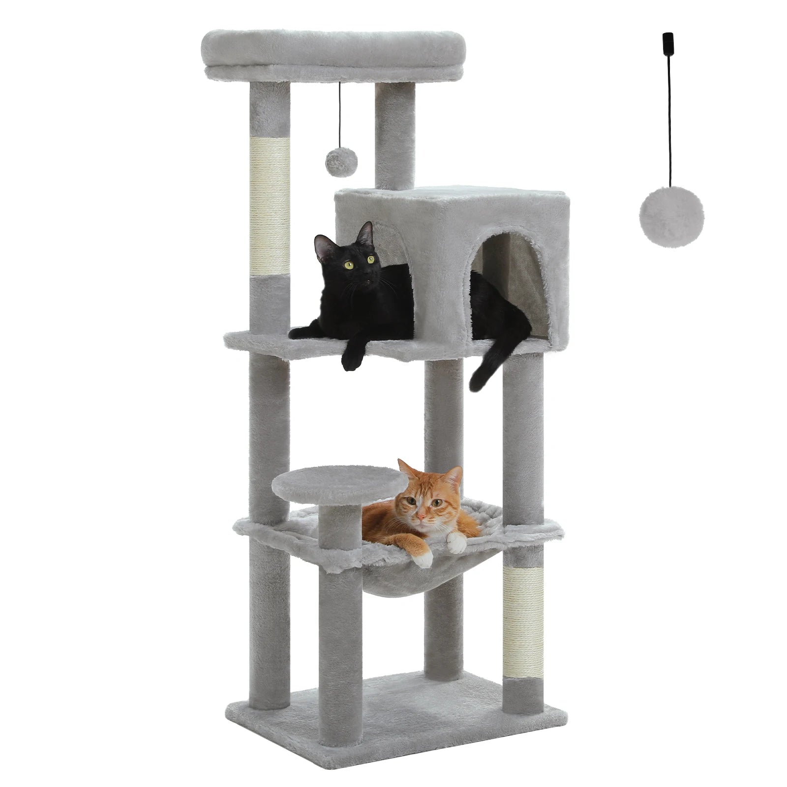 Rascador multinivel para gatos con postes de sisal, condominio acogedor, hamaca grande, torre de felpa para gatos, cama para gatitos de interior, juguetes para gatos