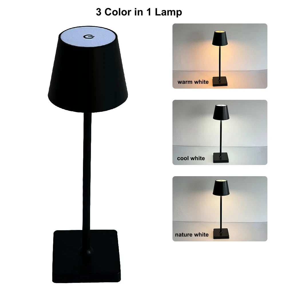 Lámpara de mesa LED nórdica, recargable, táctil, regulable, para dormitorio, comedor, cafetería, decoración sencilla para el hogar.