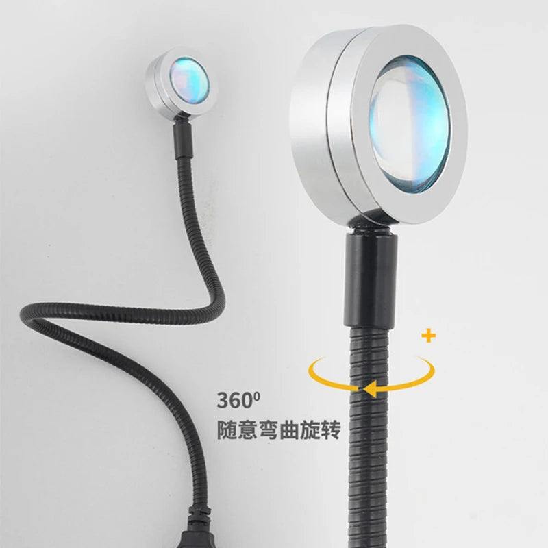 Lámpara de proyección USB de atardecer, luz nocturna de ambiente arcoíris, luz de atardecer para fotografía, selfis, cafeterías, decoración de paredes en vivo