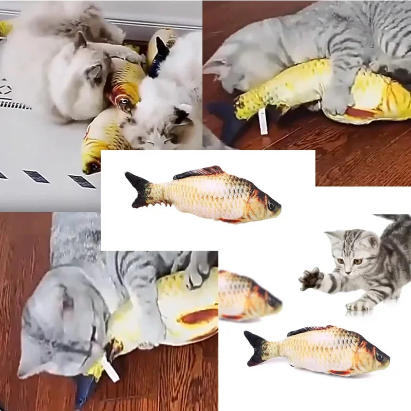 Pez de peluche con hierba gatera, juguete interactivo chirriante y masticable para mascotas, pez de simulación con menta para aliviar el aburrimiento de los gatos, material seguro y no tóxico.