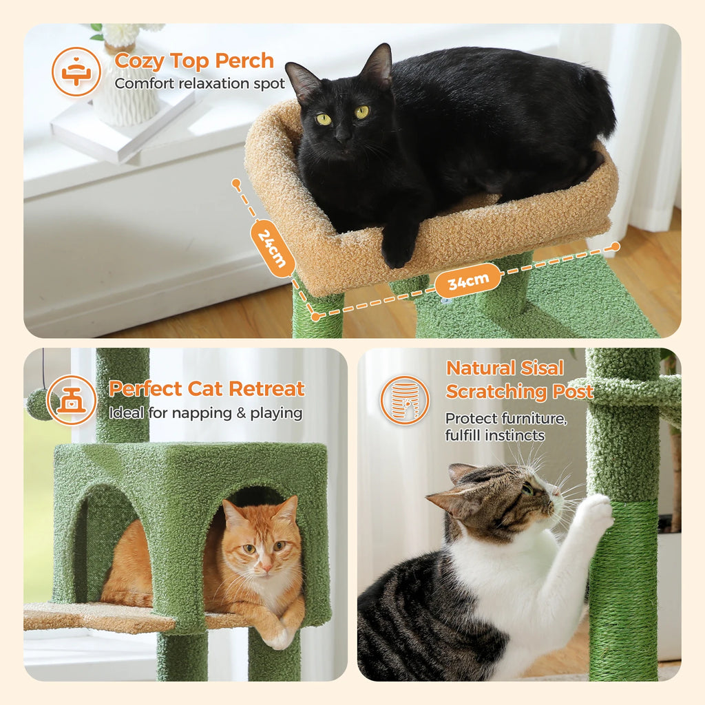 Rascador multinivel para gatos con postes de sisal, condominio acogedor, hamaca grande, torre de felpa para gatos, cama para gatitos de interior, juguetes para gatos