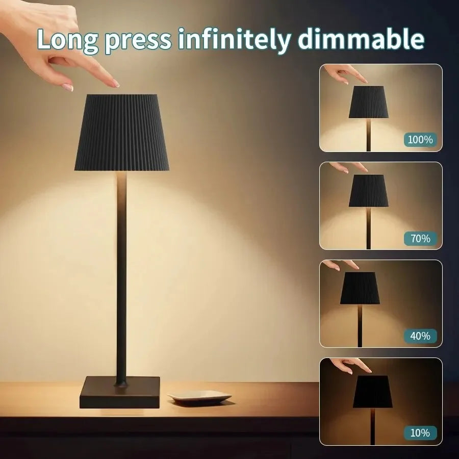 Lámpara de mesa LED nórdica, recargable, táctil, regulable, para dormitorio, comedor, cafetería, decoración sencilla para el hogar.