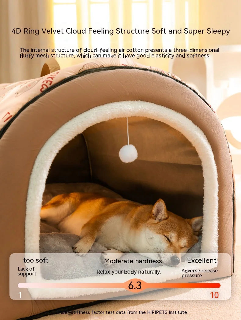 Cama para Perro Grande, Nido de Perro Grande de Invierno Cálido, Cama para Perro Desmontable y Lavable, Suministros para Mascotas de Tipo Casa de Perro Grande de Temporada, Nido para Gato