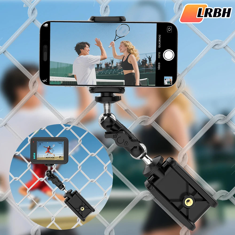 Cell Phone Fence Mount for Phone, GoPro, Insta360, and Other Action Cameras, Mevo Start for Baseball Softball Tennis Recording