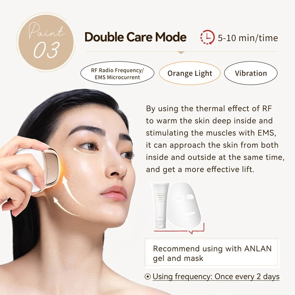 ANLAN Dispositivo de Belleza RF Multipolar EMS Lifting Facial Reafirmante de la Piel Antienvejecimiento Arrugas 3 Colores Luz Cuidado de la Piel Masaje Oro 24K