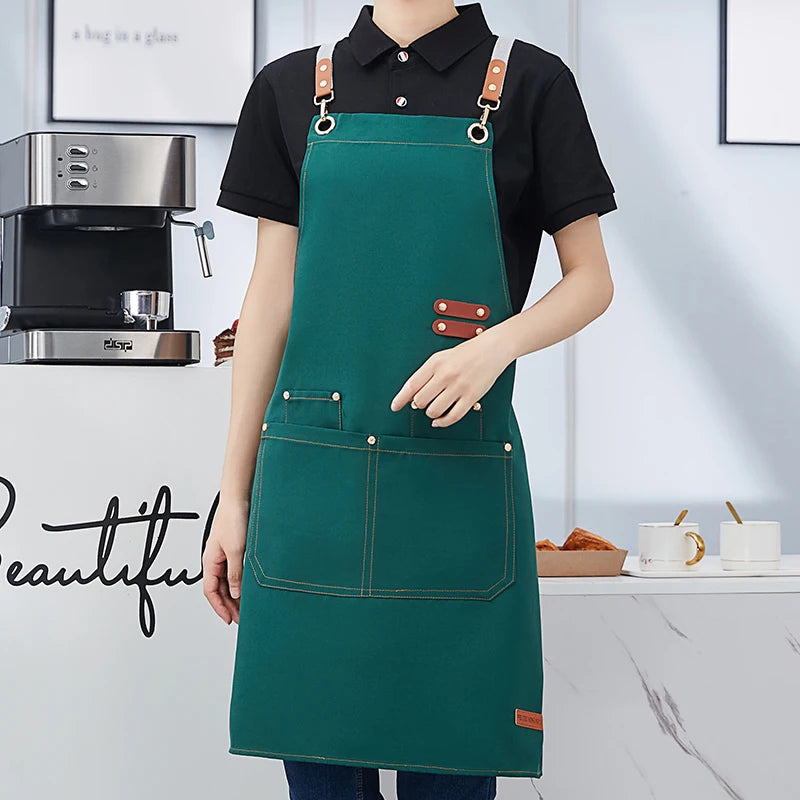 Apron Custom Logo Catering Server Uniforms Restaurant Cafe Hotel Waiter Chef Aprons Women Nail Salon Work Bib Men's BBQ Mandiles