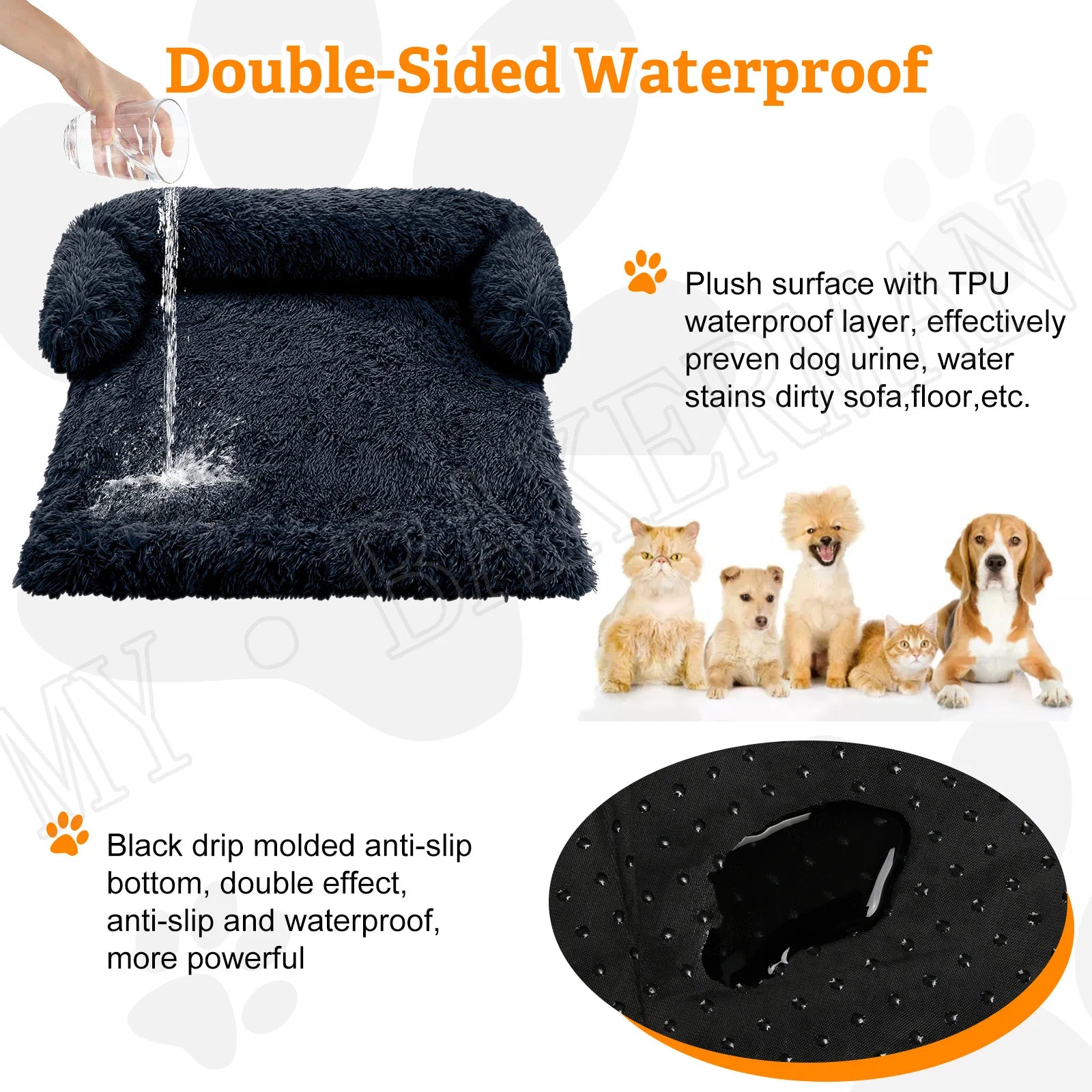 S-XXL Sofá Cama para Perros, Cama Calmante para Mascotas, Nido Cálido Lavable, Protector de Muebles Suave, Manta para Gatos, Cama Sofá para Perros Grandes