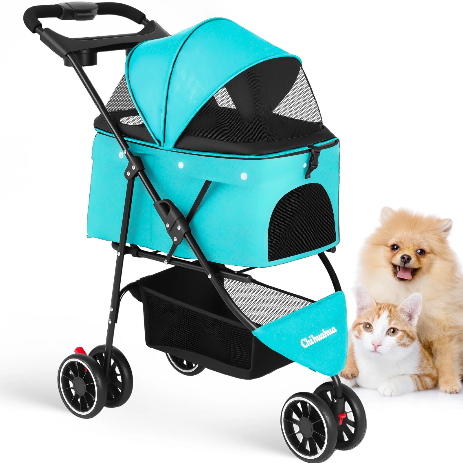 Cochecito para mascotas para perros pequeños y gatos, cochecito de viaje portátil para perros, carrito plegable para perros y gatos