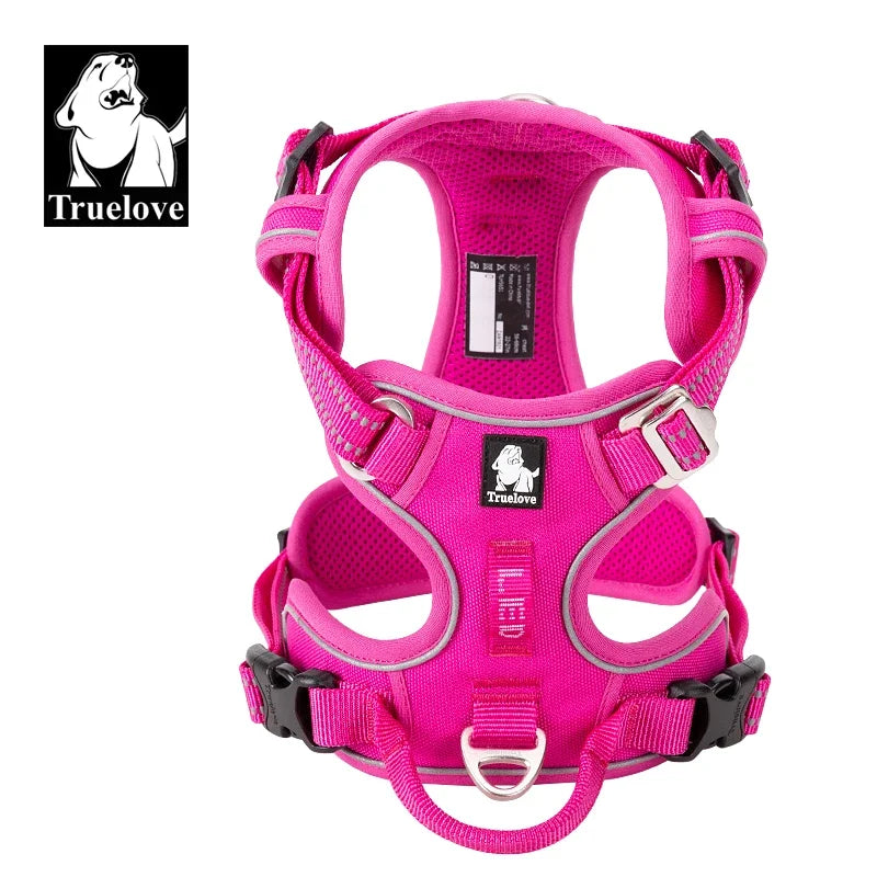 Arnés para Perros de Nylon Reflectante Truelove sin Tirones Ajustable Mediano Grande para Perros Traviesos Chaleco de Seguridad para Coche Correr Pasear