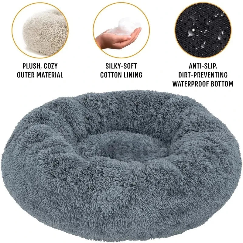 Cama redonda para perro, cama cálida de invierno para gato, cesta de felpa para perro, cama lavable para mascotas, para perros pequeños, medianos, grandes, sofá para gatos