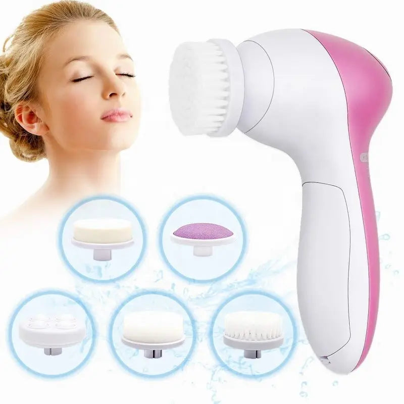 Eléctrico 5 EN 1 Limpiador Facial Eléctrico Cepillo Máquina de Lavado Spa Cuidado de la Piel Masaje Limpieza de Puntos Negros Herramientas Limpiadoras Faciales