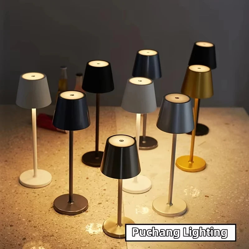 Lámparas de mesa LED inalámbricas regulables en 3 niveles, luz nocturna táctil recargable por USB, lámpara de escritorio LED para habitación, estudio, oficina, bares, café