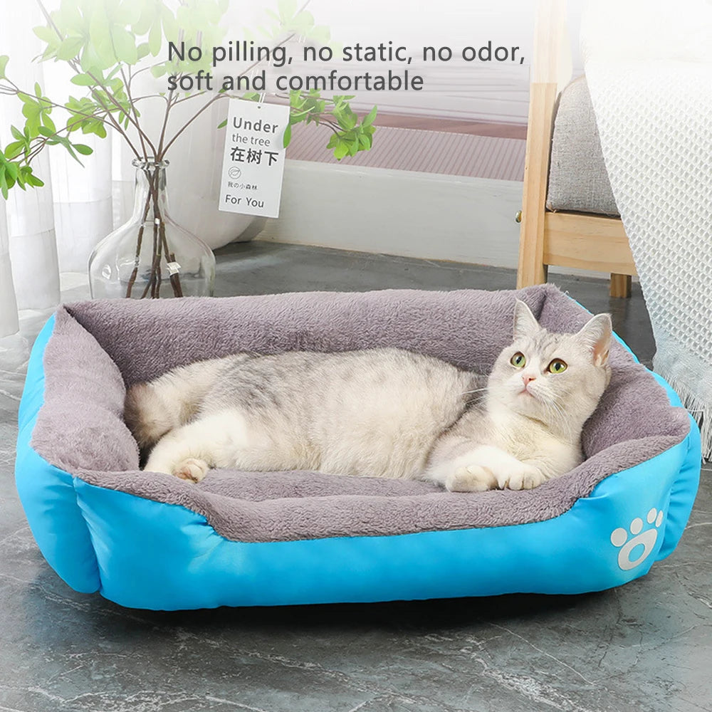 Sofá suave cuadrado grande para perros, casa elástica para perros, cojín, cama cálida de invierno para perros medianos, lavable, accesorios para casa de gatos.