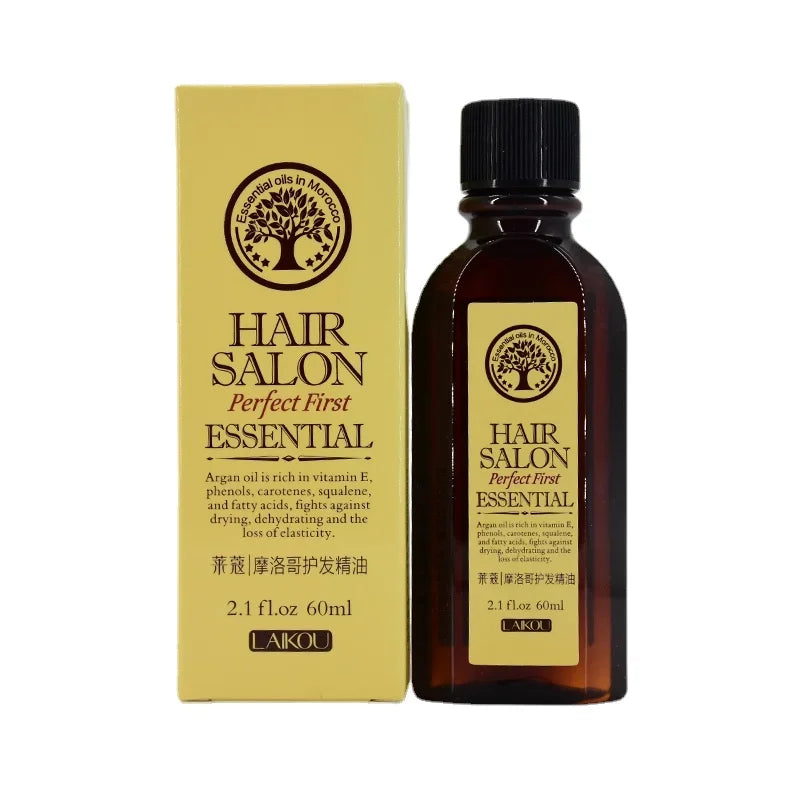 Nuevo aceite de argán de Marruecos para el crecimiento del cabello Tratamiento de queratina 100% PURO Glicerina Aceite de nuez Mascarilla capilar Aceite esencial marroquí 60ml
