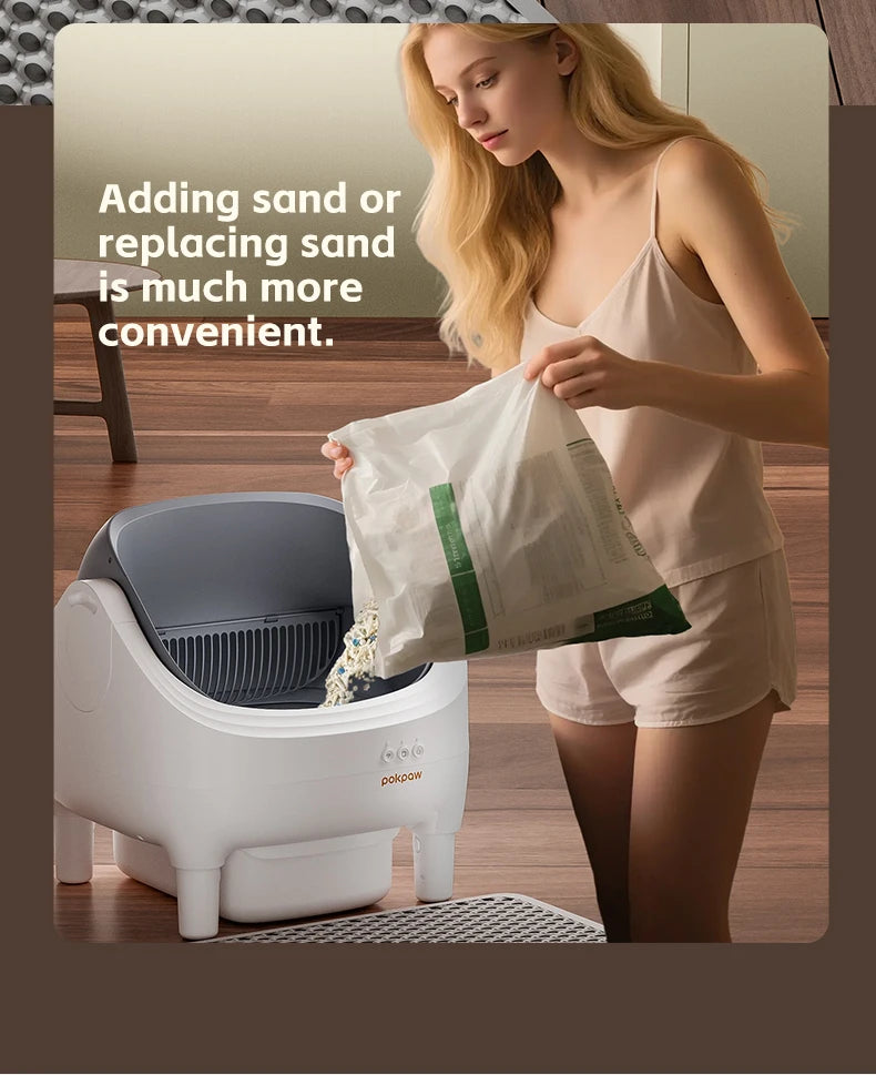 Pokpaw Smart Cat Litter Box 76L Large Automatic Self-cleaning Cats Litter Box Sandbox for cat Toilet Accessories Pet Supplies