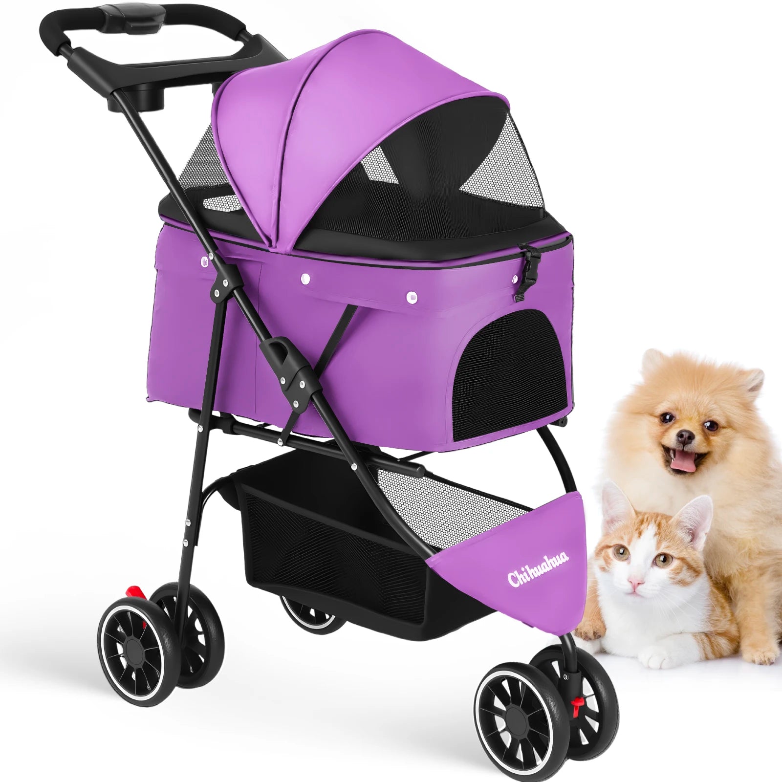 Cochecito para mascotas para perros pequeños y gatos, cochecito de viaje portátil para perros, carrito plegable para perros y gatos
