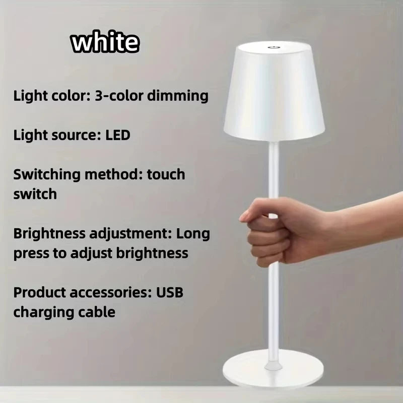 Wireless LED Table Lamps 3 Levels Dimmable Touch Night Light USB Rechargeable Led Desk Lamp For Room Study Office Bars Coffee