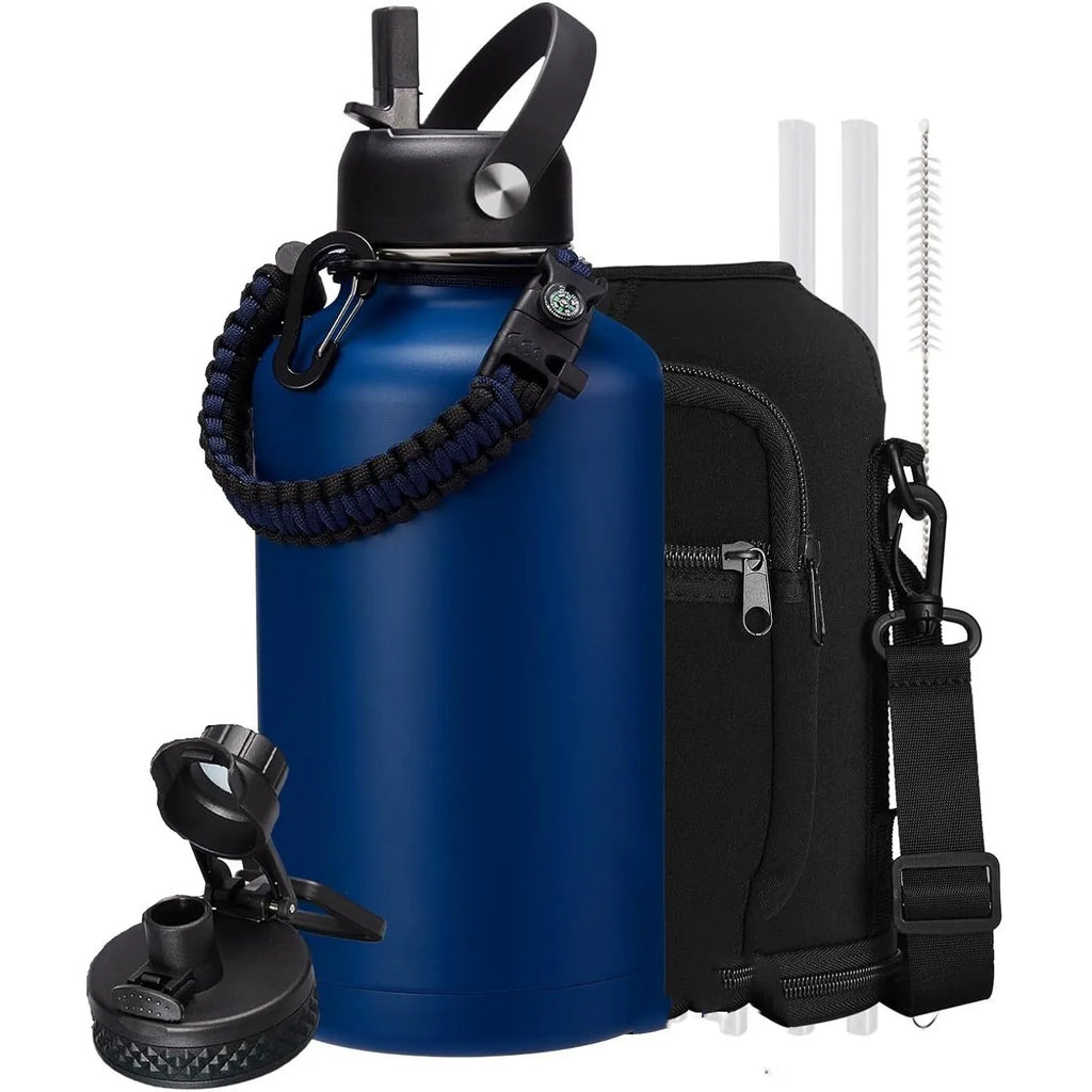 Steel Large Sports Vacuum Water Bottle Set 64oz 2L Double Wall Cooler Water Vacuum Flask With Bag