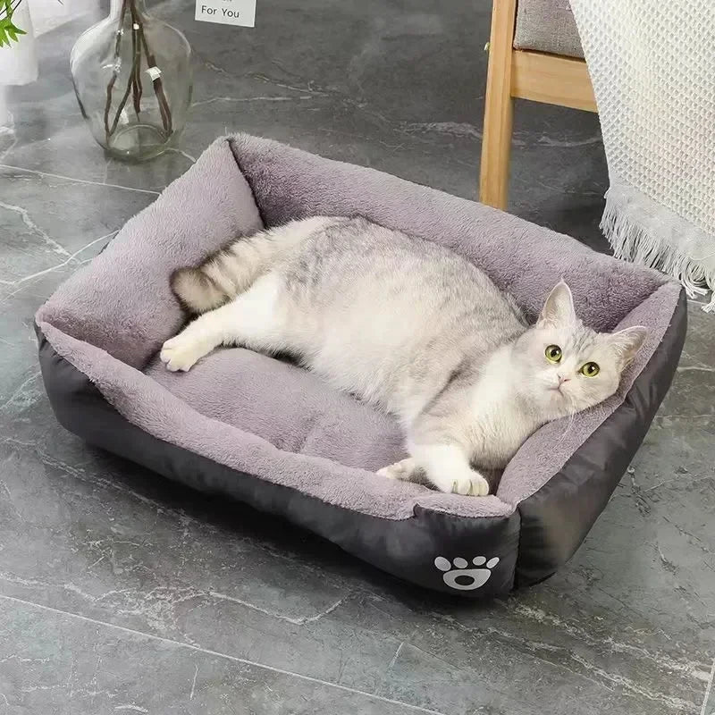 Sofá suave cuadrado grande para perros, casa elástica para perros, cojín, cama cálida de invierno para perros medianos, lavable, accesorios para casa de gatos.