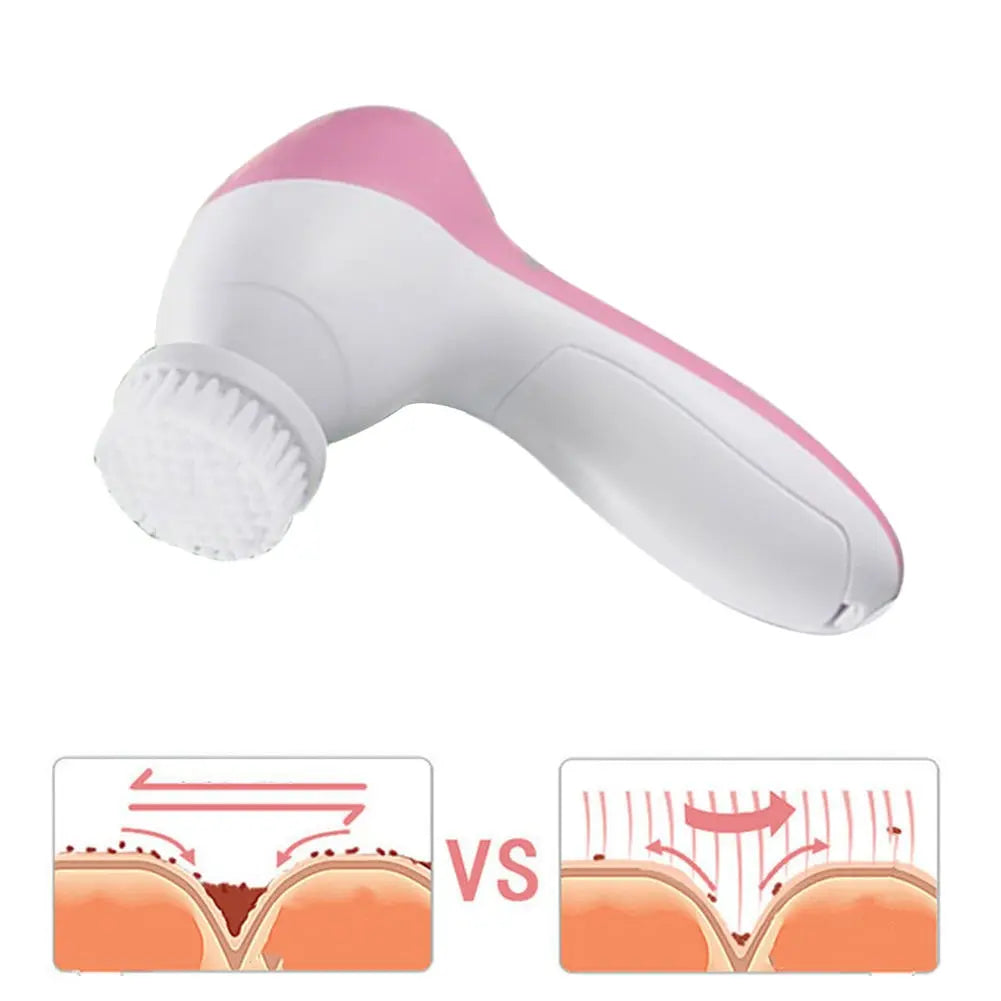 Eléctrico 5 EN 1 Limpiador Facial Eléctrico Cepillo Máquina de Lavado Spa Cuidado de la Piel Masaje Limpieza de Puntos Negros Herramientas Limpiadoras Faciales