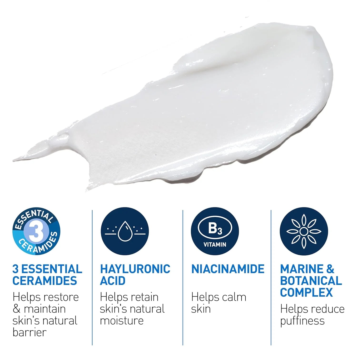 CeraVe Crema Reparadora para Ojos Hidratante para el Contorno de Ojos con Ácido Hialurónico, Niacinamida, Complejo Botánico Marino, Cuidado Diario de la Piel
