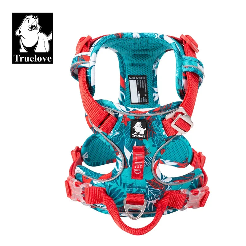 Arnés para Perros de Nylon Reflectante Truelove sin Tirones Ajustable Mediano Grande para Perros Traviesos Chaleco de Seguridad para Coche Correr Pasear
