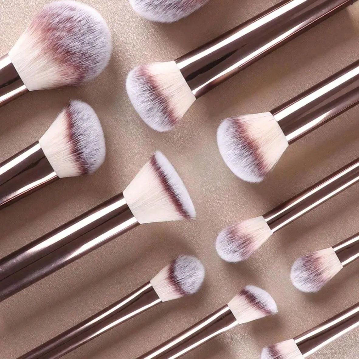 Sunny Makeup: 12pcs Professional Makeup Brush Set Incl. Eyeshadow, Powder, Blush Brushes, 2pcs Makeup Sponges, 1pc Powder Puff, Complete Trave