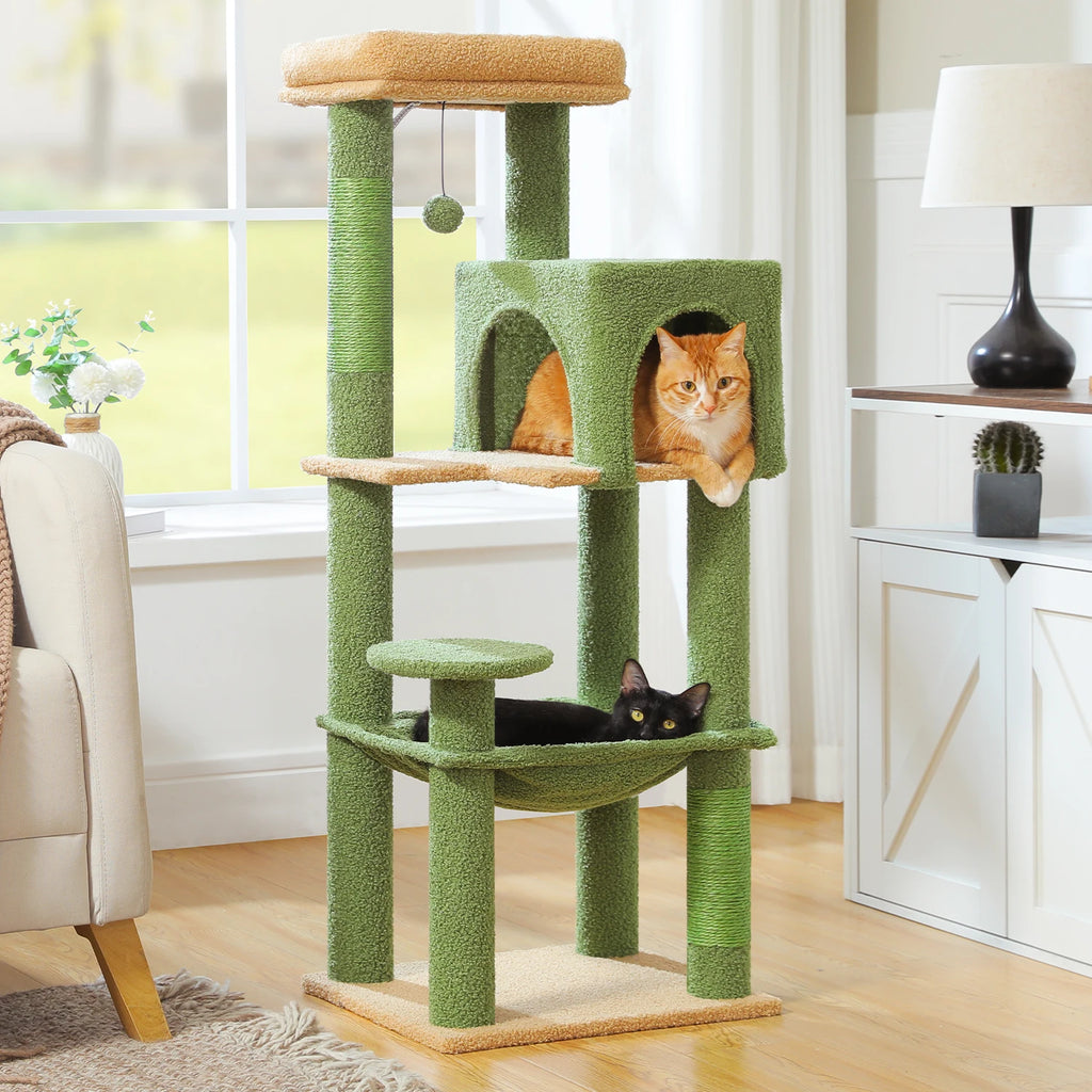 Rascador multinivel para gatos con postes de sisal, condominio acogedor, hamaca grande, torre de felpa para gatos, cama para gatitos de interior, juguetes para gatos