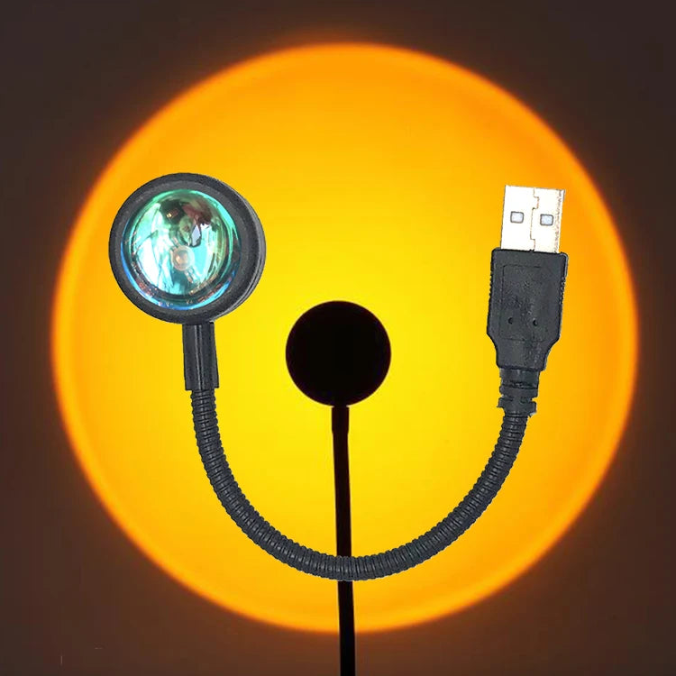 Lámpara de proyección USB de atardecer, luz nocturna de ambiente arcoíris, luz de atardecer para fotografía, selfis, cafeterías, decoración de paredes en vivo