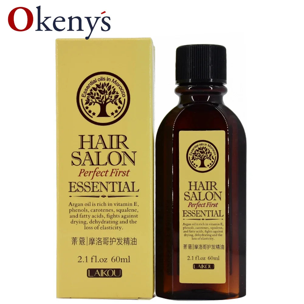 Nuevo aceite de argán de Marruecos para el crecimiento del cabello Tratamiento de queratina 100% PURO Glicerina Aceite de nuez Mascarilla capilar Aceite esencial marroquí 60ml