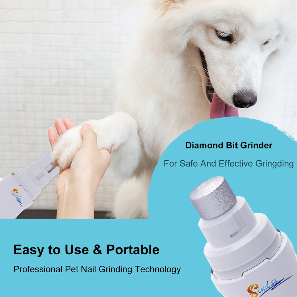 Lima de uñas eléctrica para perros USB recargable, cortauñas y limador de garras para mascotas sin dolor