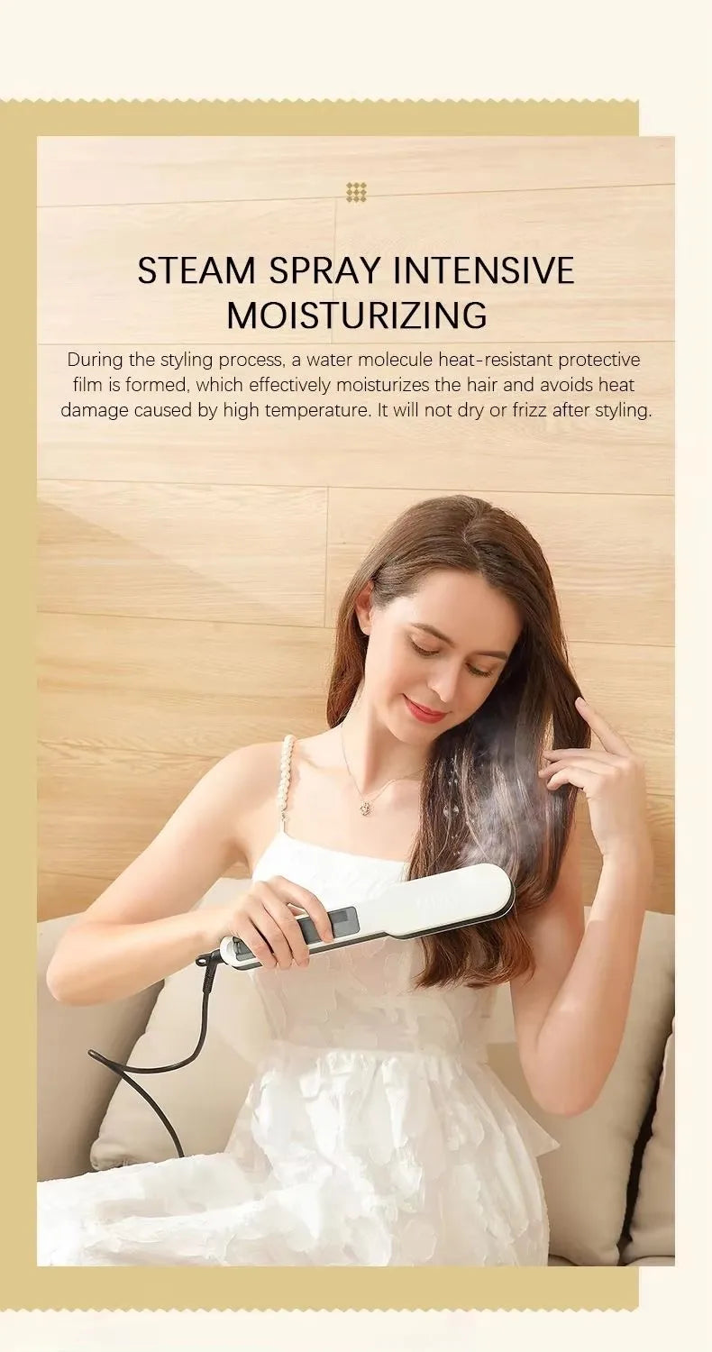 Professional Salon 2in1 Steampod Nano Spray Hair Straightener Beauty Care Hot Steam Ionic Hair Straightening Styler Comb Brush