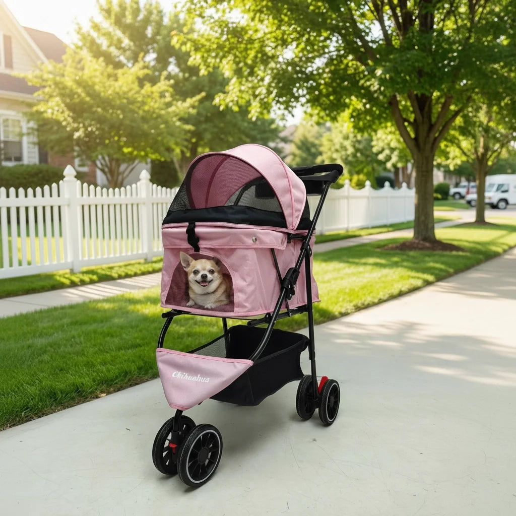 Cochecito para mascotas para perros pequeños y gatos, cochecito de viaje portátil para perros, carrito plegable para perros y gatos