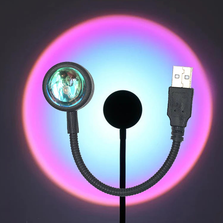 Lámpara de proyección USB de atardecer, luz nocturna de ambiente arcoíris, luz de atardecer para fotografía, selfis, cafeterías, decoración de paredes en vivo
