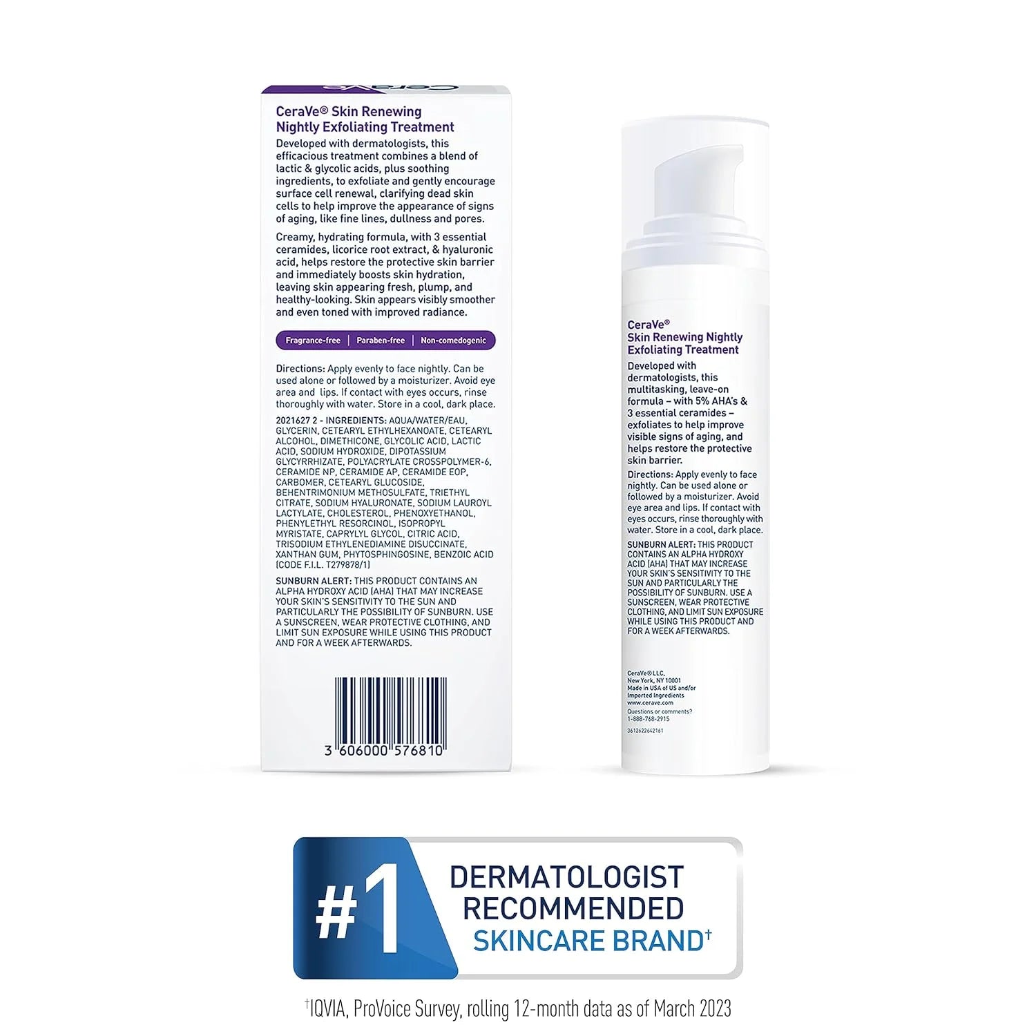 CeraVe Tratamiento Exfoliante Nocturno Renovador de la Piel 50ml Suero con Ácido Glicólico y Láctico con Ceramidas para una Piel Radiante y Suave