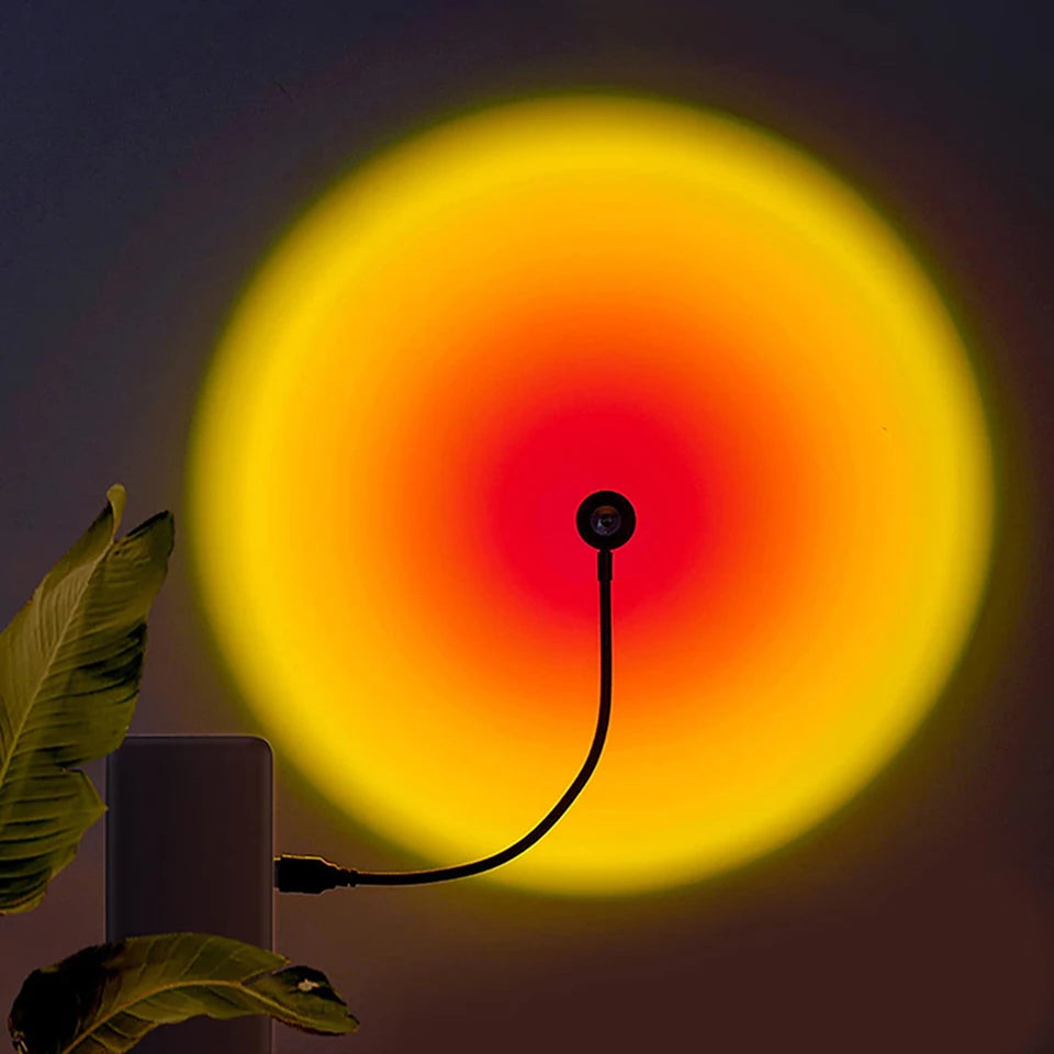Lámpara de proyección USB de atardecer, luz nocturna de ambiente arcoíris, luz de atardecer para fotografía, selfis, cafeterías, decoración de paredes en vivo