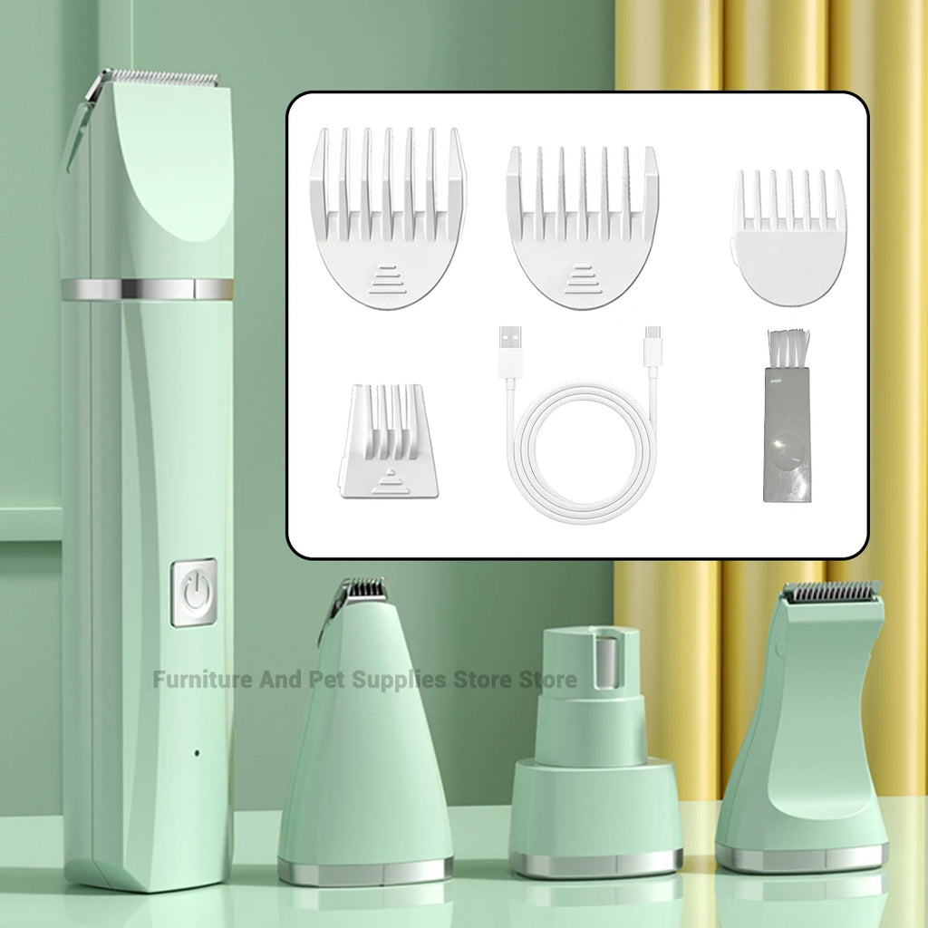Nuevo Kit de herramientas de belleza multifuncional eléctrico 4 en 1 para mascotas Cortapelos recargable para perros y gatos Suministros para mascotas