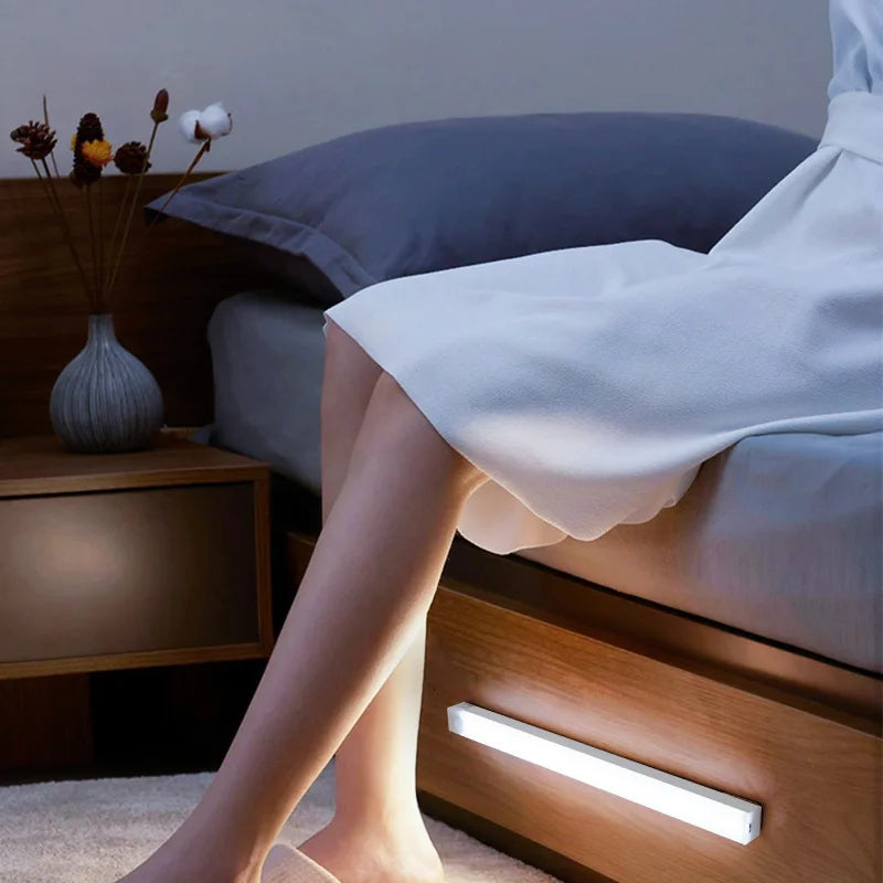 Luz de barra LED con sensor de movimiento, recargable por USB, inalámbrica, luz nocturna por inducción, lámpara de gabinete magnética portátil sin cable para cocina