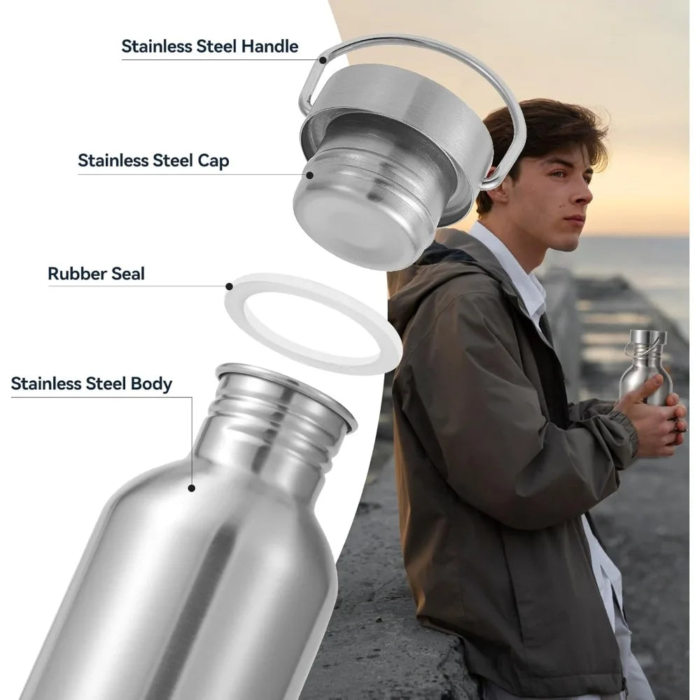 2000ML High Quality Large Capacity Sports Water Bottle Non-insulated Thermos Stainless Steel Travel Mug Outdoor Portable Kettle