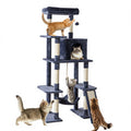JHK 63In Árbol para Gatos Alto Torre de Escalada para Varios Gatos Muebles para Mascotas Rascadores de Sisal Natural Casa Estable para Gatos de Interior