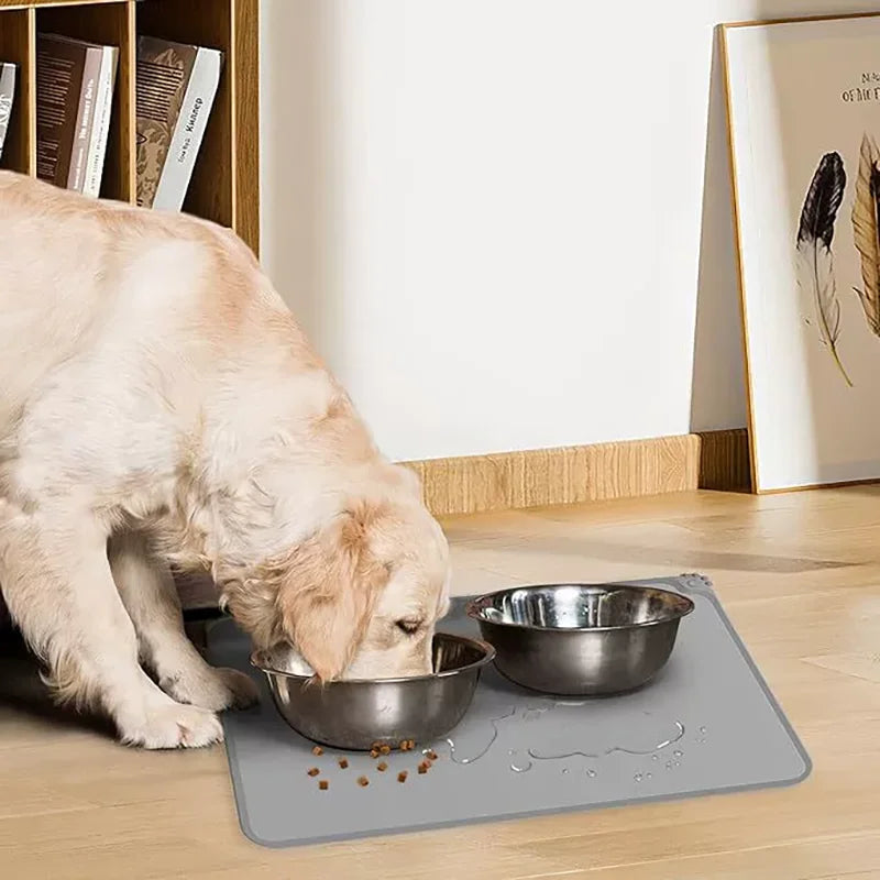 Alfombrilla de silicona antideslizante para alimentos de mascotas, impermeable para cuencos de perros y gatos, alfombrilla de alimentación de agua, protección antisalpicaduras para el suelo en invierno